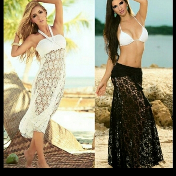 SEXY BLACK BEACH COVER UP SKIRT AND DREES - Picture 2 of 3